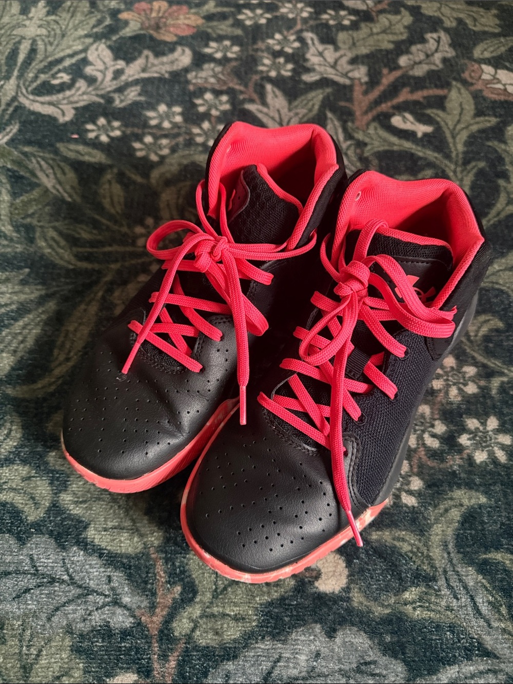 Under Armour Black and Hot Pink Kids Sneakers